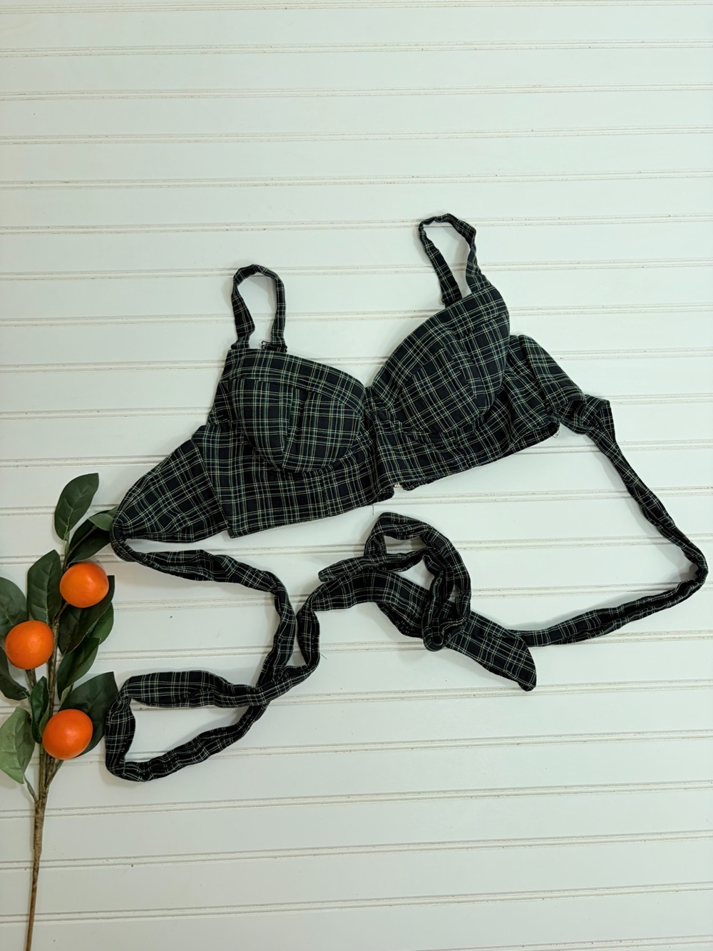 Petersyn Plaid Wrap Crop Bustier Corset Top